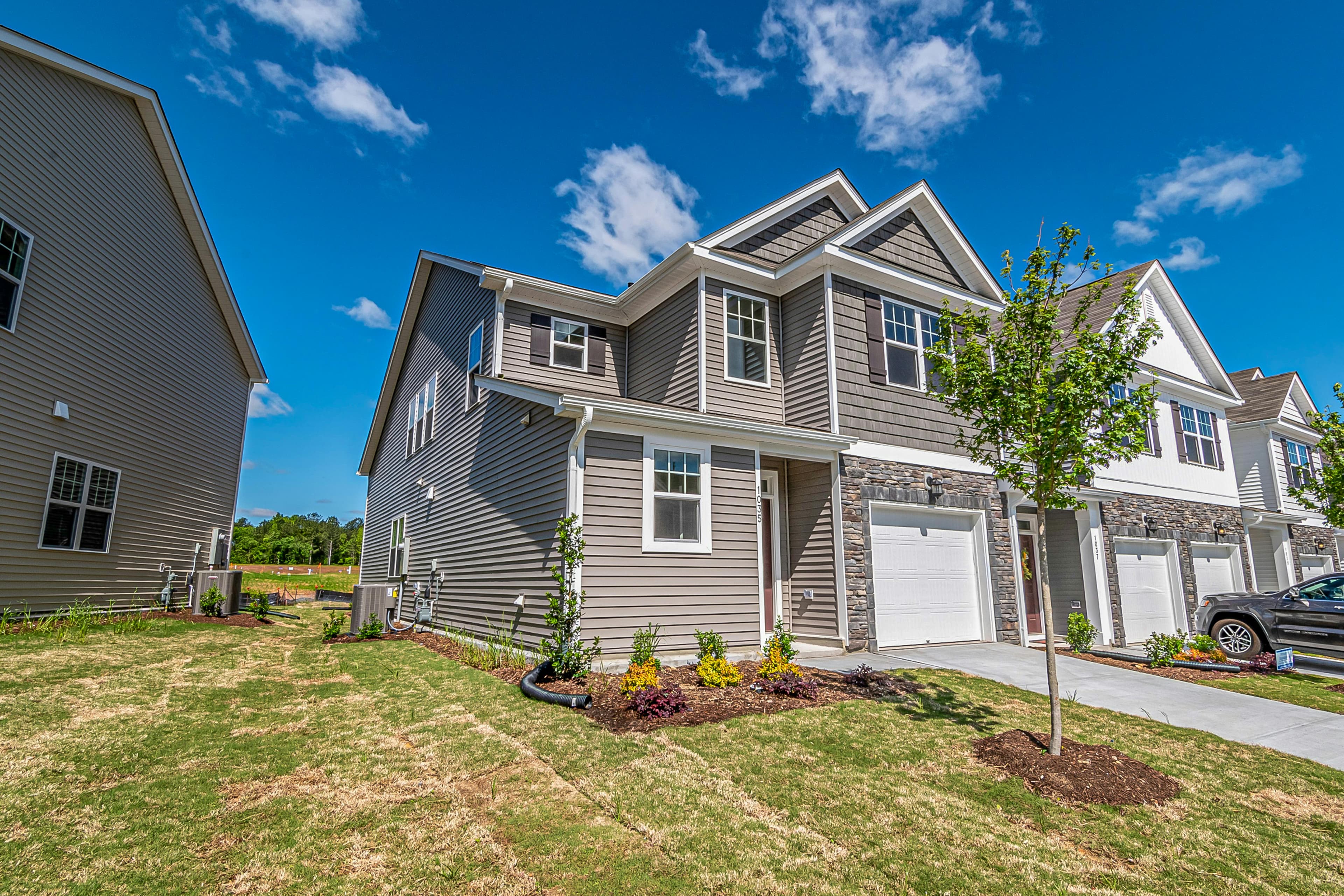 Duplex exterior with driveway